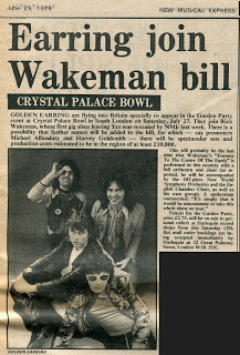 Announcement Golden Earring's (cancelled) performance at Crystal Palace Garden Party VII July 27, 1974